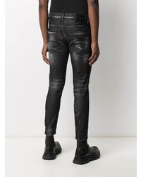 Мужские черные рваные зауженные джинсы от DSQUARED2