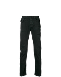 Мужские черные рваные зауженные джинсы от Frankie Morello
