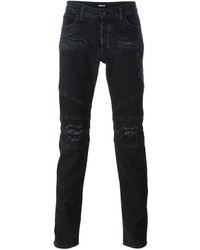 Мужские черные рваные зауженные джинсы от Hudson