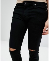 Мужские черные рваные зауженные джинсы от Jack and Jones