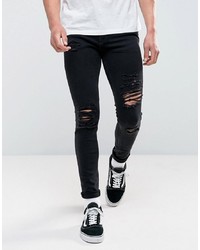 Мужские черные рваные зауженные джинсы от Jack & Jones