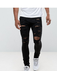 Мужские черные рваные зауженные джинсы от Jaded London