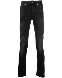 Мужские черные рваные зауженные джинсы от Les Hommes