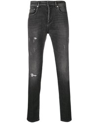 Мужские черные рваные зауженные джинсы от Neil Barrett