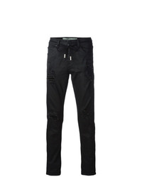 Мужские черные рваные зауженные джинсы от Off-White