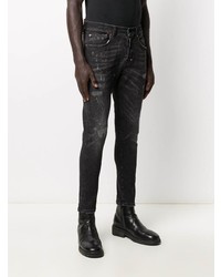 Мужские черные рваные зауженные джинсы от PRPS
