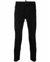 Мужские черные рваные зауженные джинсы от Philipp Plein