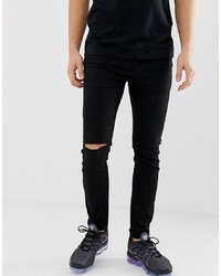 Мужские черные рваные зауженные джинсы от Pull&Bear