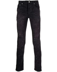Мужские черные рваные зауженные джинсы от purple brand