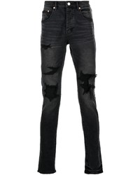 Мужские черные рваные зауженные джинсы от purple brand
