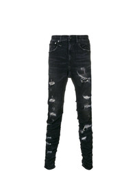 Мужские черные рваные зауженные джинсы от R13