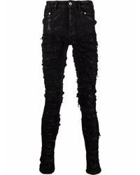 Мужские черные рваные зауженные джинсы от Rick Owens