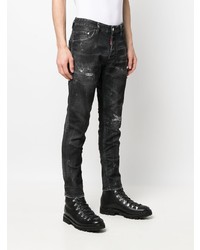 Мужские черные рваные зауженные джинсы от DSQUARED2