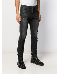 Мужские черные рваные зауженные джинсы от R13