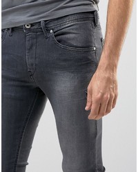 Мужские черные рваные зауженные джинсы от Diesel