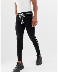 Мужские черные рваные зауженные джинсы от The Couture Club