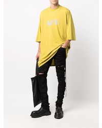 Мужские черные рваные зауженные джинсы от Rick Owens