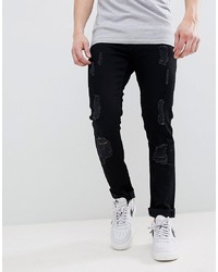 Мужские черные рваные зауженные джинсы от Voi Jeans