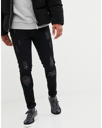 Мужские черные рваные зауженные джинсы от Voi Jeans