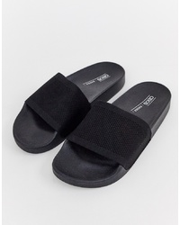 Черные резиновые сандалии на плоской подошве от ASOS DESIGN