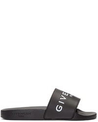 Черные резиновые сандалии на плоской подошве от Givenchy