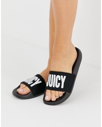 Черные резиновые сандалии на плоской подошве от Juicy Couture