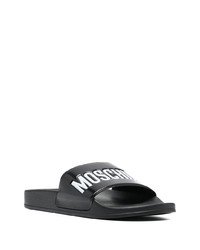 Мужские черные резиновые сандалии с принтом от Moschino