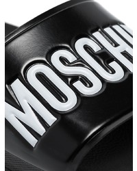 Мужские черные резиновые сандалии с принтом от Moschino