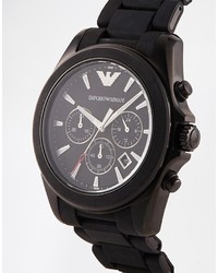Мужские черные резиновые часы от Emporio Armani