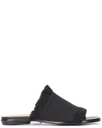 Черные сандалии на плоской подошве из плотной ткани от Proenza Schouler