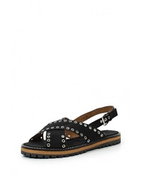 Черные сандалии на плоской подошве от Corina