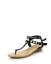 Черные сандалии на плоской подошве от Flyfor