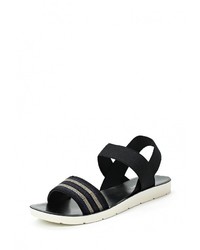 Черные сандалии на плоской подошве от Flyfor