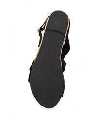 Черные сандалии на плоской подошве от Mada-Emme