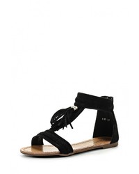 Черные сандалии на плоской подошве от Queen Vivi