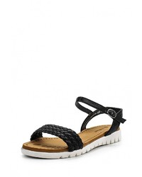 Черные сандалии на плоской подошве от Stephan