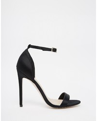Черные сатиновые босоножки на каблуке от Asos