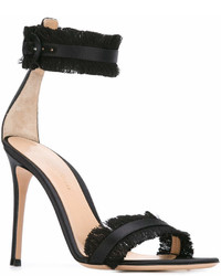 Женские черные сатиновые босоножки от Gianvito Rossi