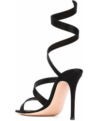 Женские черные сатиновые босоножки от Gianvito Rossi