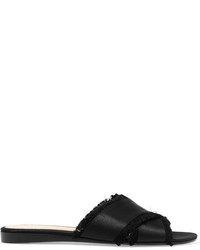 Черные сатиновые сандалии на плоской подошве от Gianvito Rossi