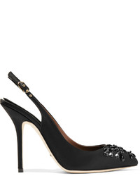 Черные сатиновые туфли с украшением от Dolce & Gabbana