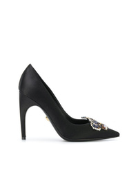 Черные сатиновые туфли с украшением от Versace