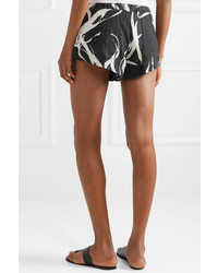 Женские черные сатиновые шорты с принтом от Double Rainbouu