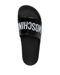 Мужские черные сланцы с принтом от Moschino