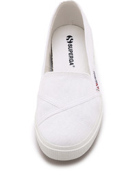 Женские черные слипоны из плотной ткани от Superga