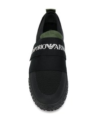 Мужские черные слипоны от Emporio Armani