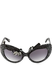 Женские черные солнцезащитные очки с украшением
