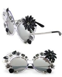 Черные солнцезащитные очки с цветочным принтом