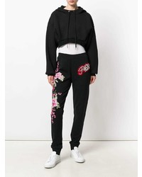 Женские черные спортивные штаны с цветочным принтом от Philipp Plein