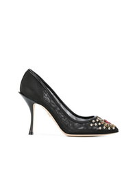 Черные туфли в сеточку с украшением от Dolce & Gabbana